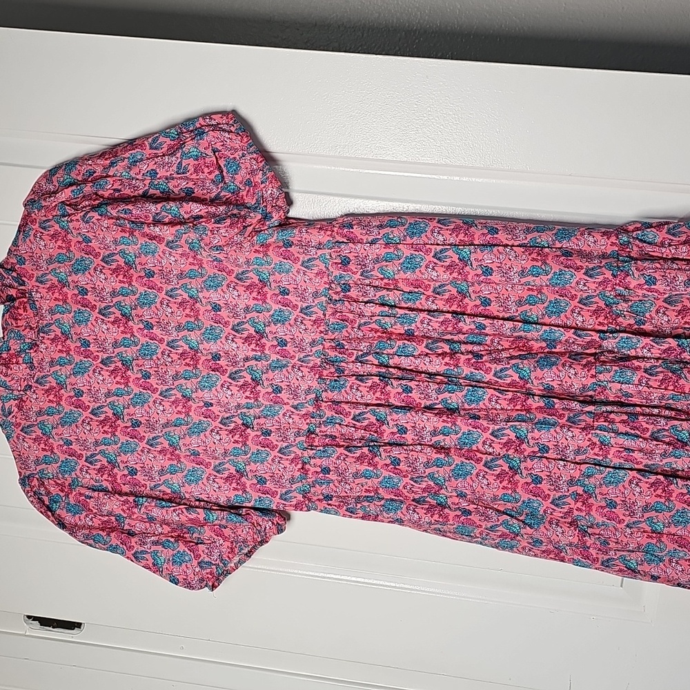 Simply Southern sm Pink and Blue Ocean Seahorse Pattern Maxi Dress - Picture 14 of 14